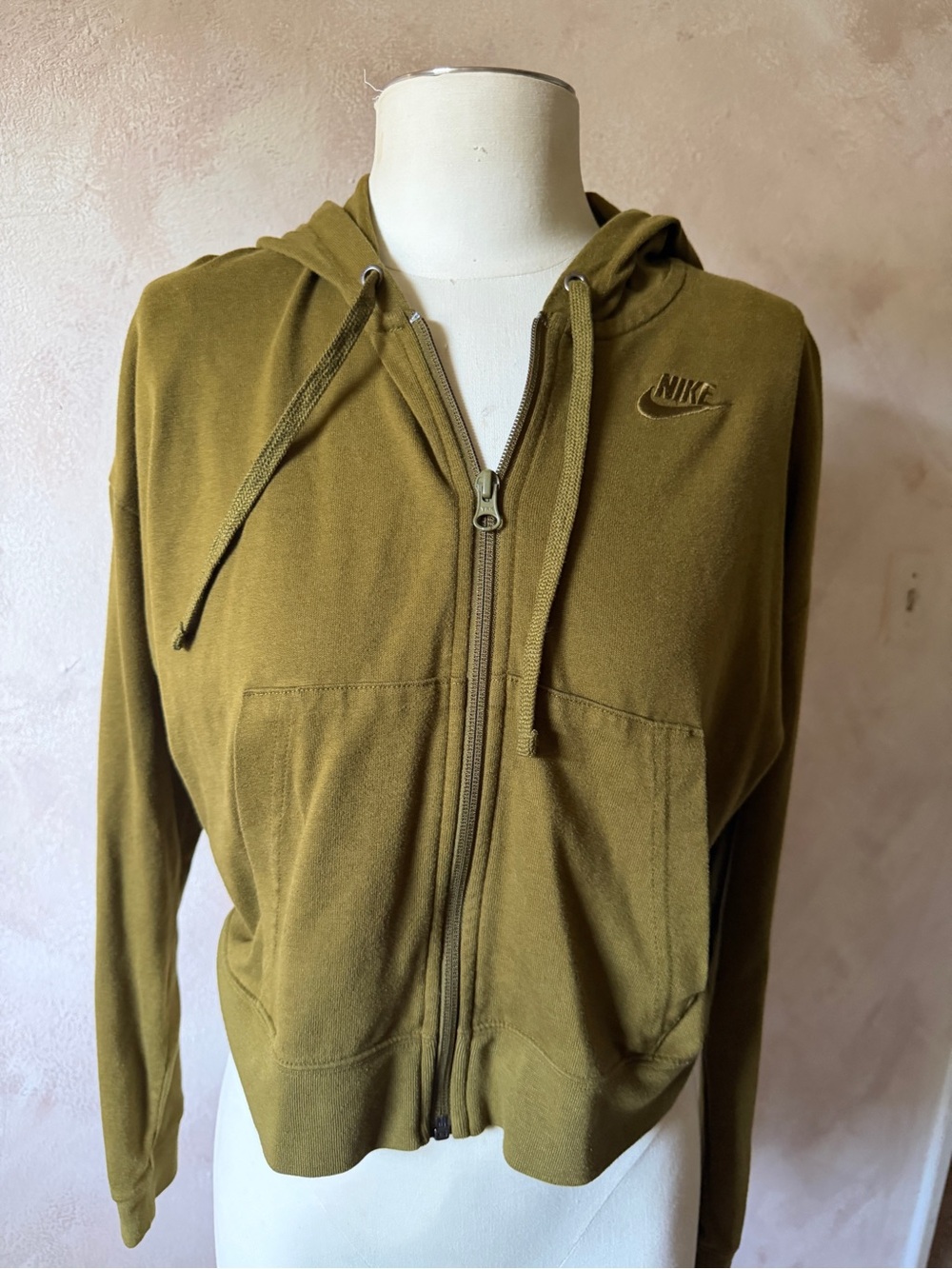 Nike Olive Zip-Up Hooded Jacket